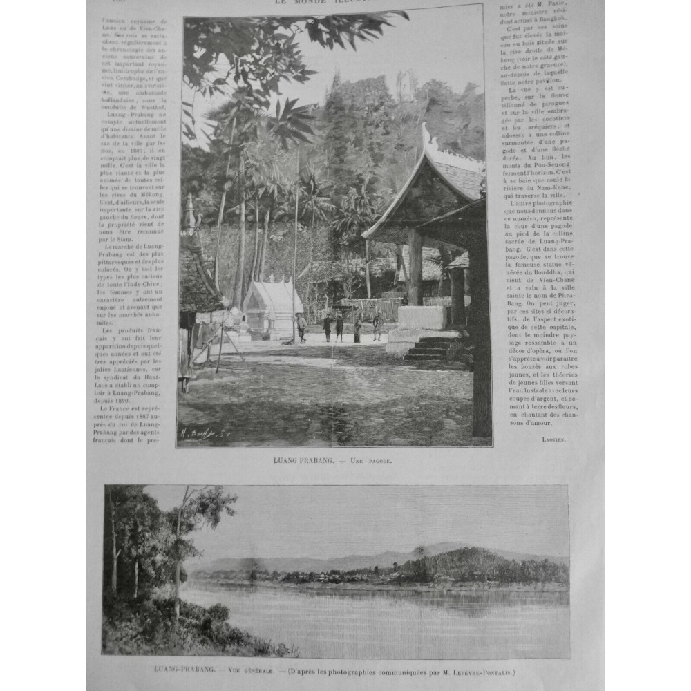 1893 MI LAOS LUANG PRABANG PAGODE RIVE MEKONG EMPIRE ANNAM