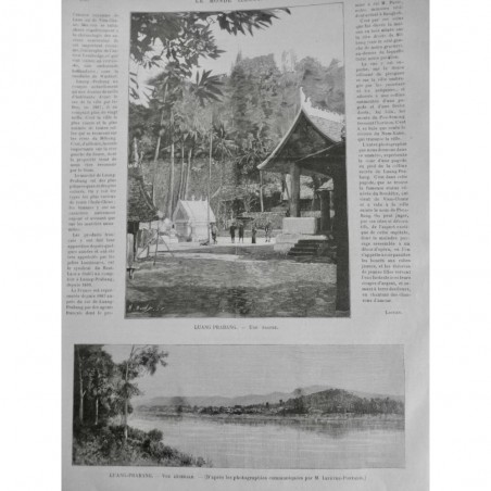 1893 MI LAOS LUANG PRABANG PAGODE RIVE MEKONG EMPIRE ANNAM