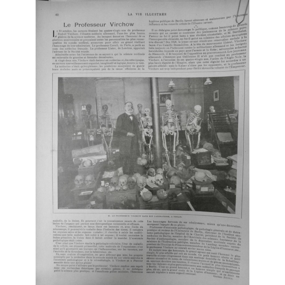 1901 VI VIRCHOW BERLIN PROFESSEUR LABORATOIRE ANATOMIE PATHOLOGIE