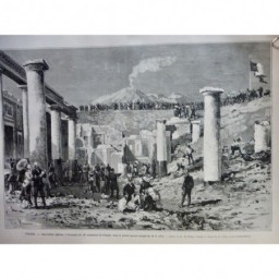 1879 POMPEI DESTRUCTION CENTENAIRE RUGGIERO FOUILLE BASILIQUE RUINES 2 JOURNAUX