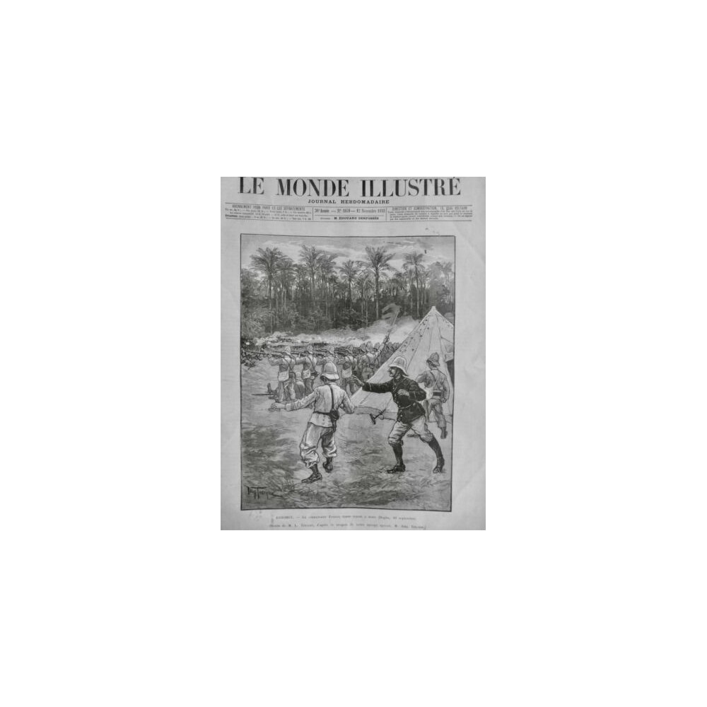 1892 MI DAHOMEY BATAILLE DOGBA FAURAX BLESSURE MORTELLE