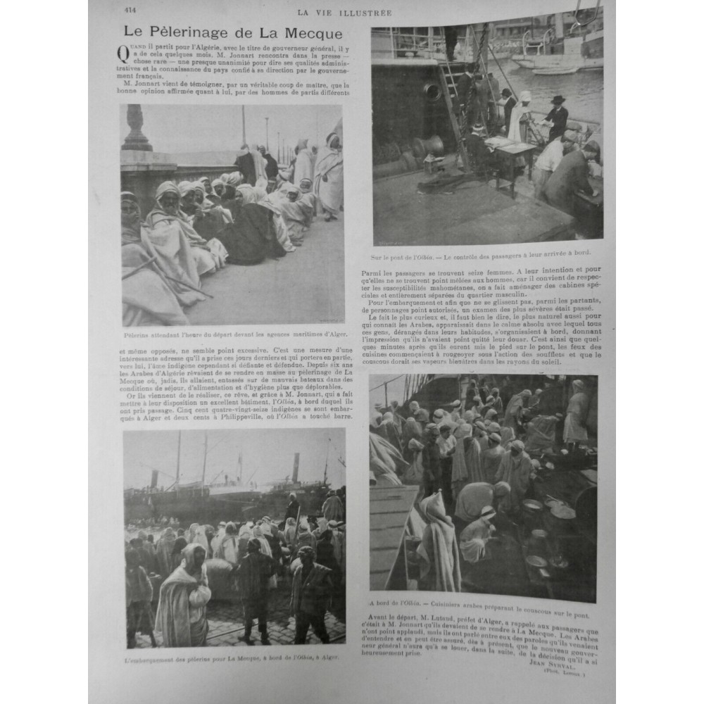 1901 VI MECQUE PELERINAGE EMBARQUEMENT OLBIA ALGER JONNARD LUTAUD