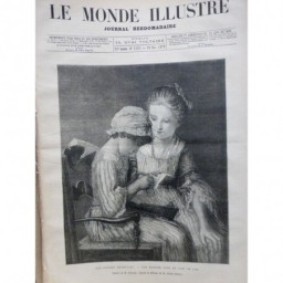 1879 MI ENFANT FILLE BRODEUSE BRODERIE SURPRISE CADEAU JOUR L'AN TABLEAU ANKER