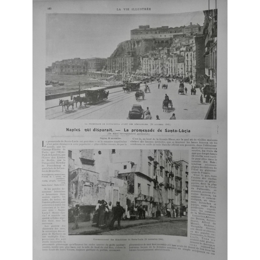 1900 VI NAPLES PROMENADE SANTA-LUCIA DEMOLITION