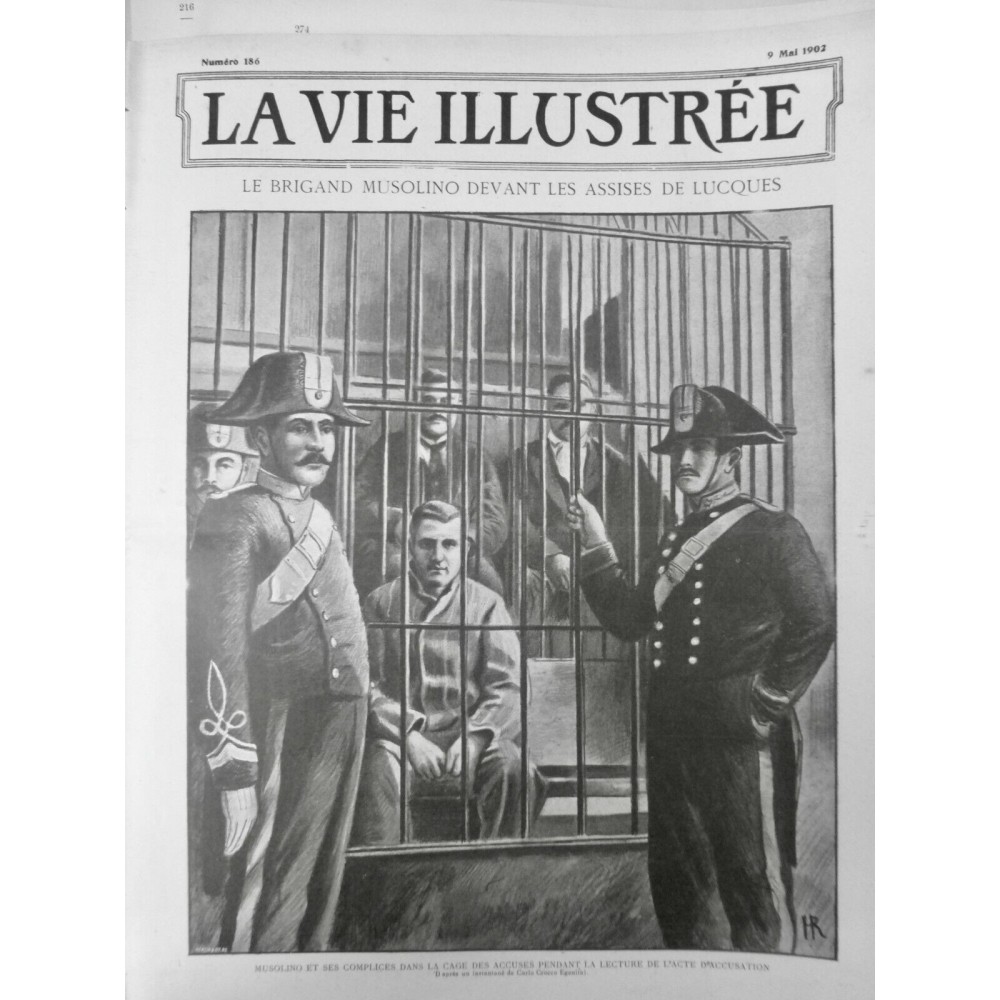 1902 VI MUSOLINO COMPLICE CAGE ACCUSE PROCES ASSISES LUCQUES