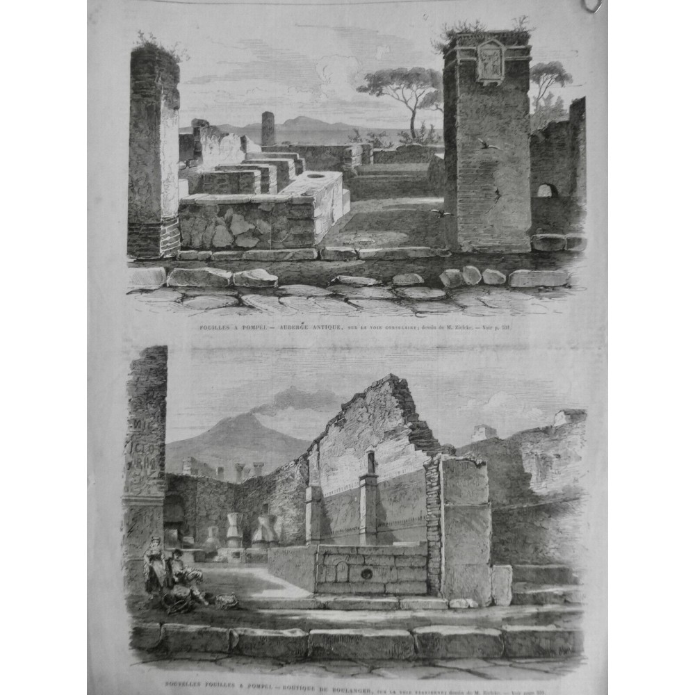 1868 UI FOUILLES POMPEI AUBERGE ANTIQUE BOUTIQUE BOULANGER VOIE STABIENNE ZIELCK