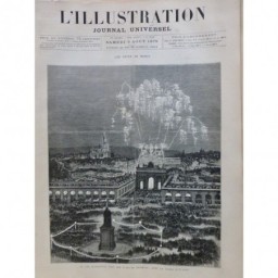 1879 I FEU ARTIFICE ARC TRIOMPHE FUSEES LUMIERE ECLAIRAGE BOUQUET FINAL