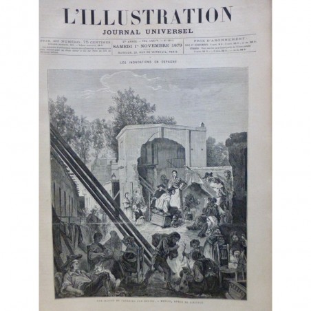 1879 I INONDATION ESPAGNE MURCIE ORAGE PLUIE TORRENTIELLE CRUE FLEUVE SEGURA