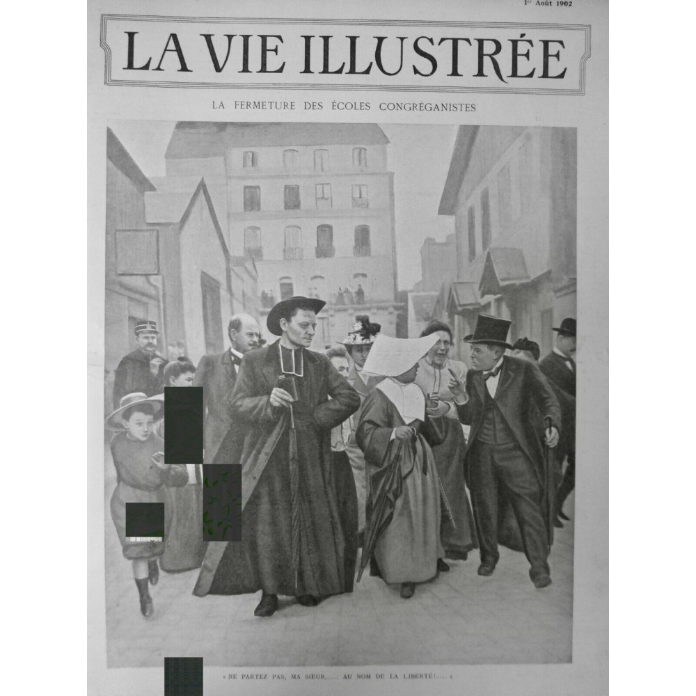 1902 VI CONGREGATION FERMETURE ECOLE SOEUR BLANCHE POLICE 2 JOURNAUX