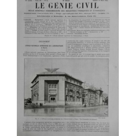 1933 GENIE CIVIL ENSEIGNEMENT ECOLE NATIONALE SUPERIEURE AERONAUTIQUE PARIS