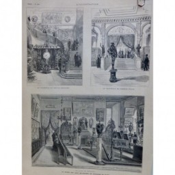 1879 I MUSEE ARTS DECORATIFS PAVILLON FLORE EXPOSITION VESTIBULE MOBILIER HARPE