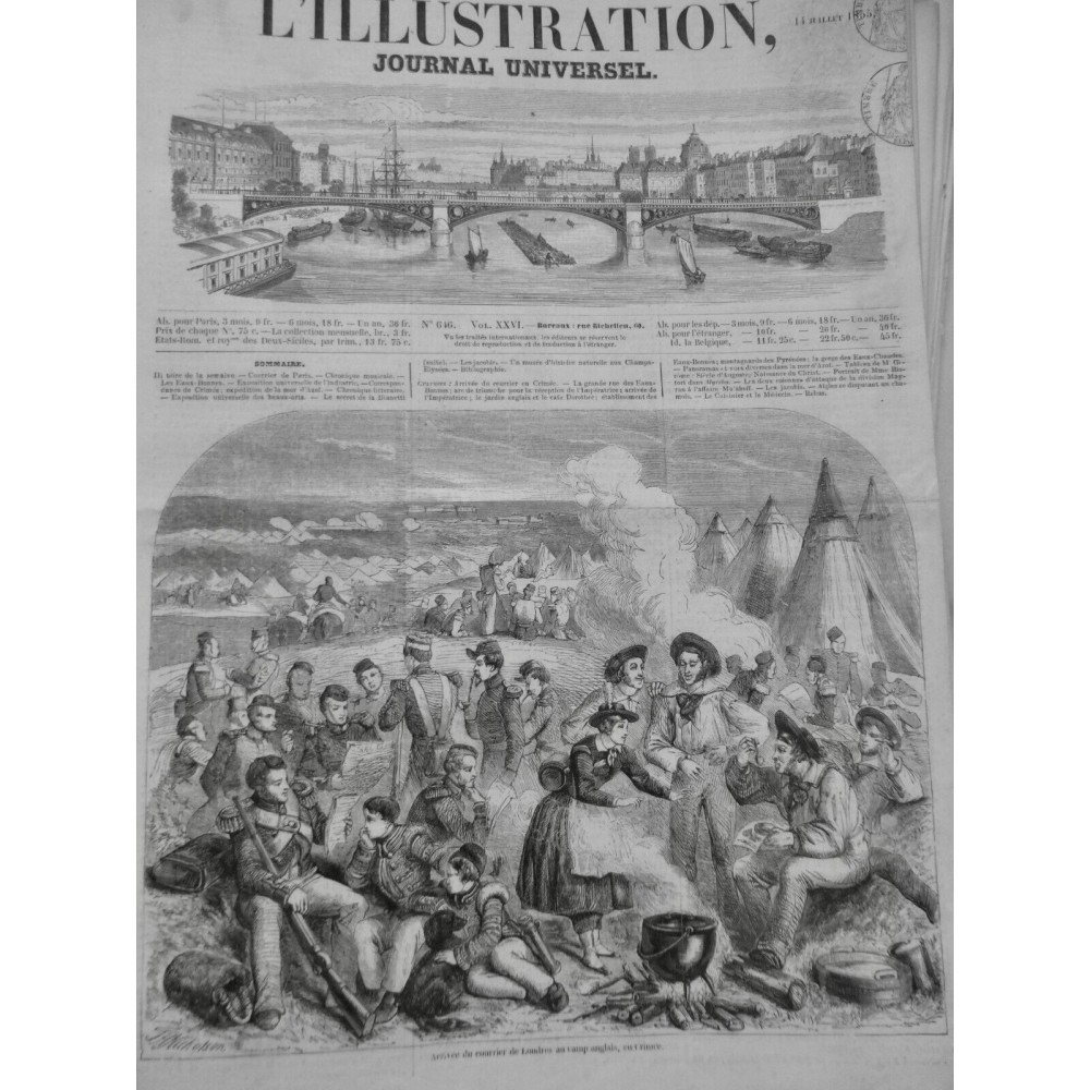 1855 SOLDAT ANGLAIS CRIMEE RECRUTEMENT LONDRES CAMPEMENT COURRIER 4 JOURNAUX