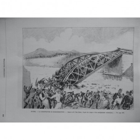 1891 UI SUISSE CATASTROPHE MOENCHENSTEIN DESSIN PAUL DESTEZ