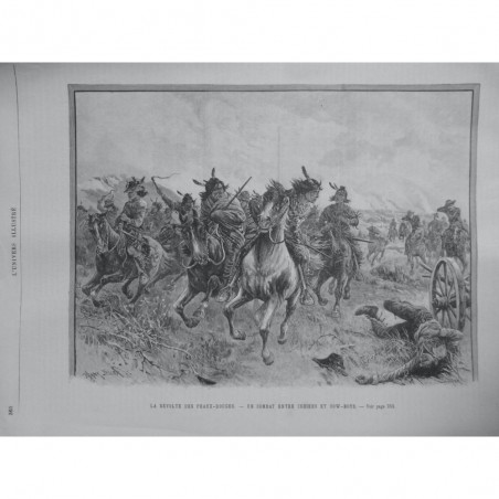 1891 UI REVOLTE PEAUX ROUGES COMBAT ENTRE INDIENS COW BOYS