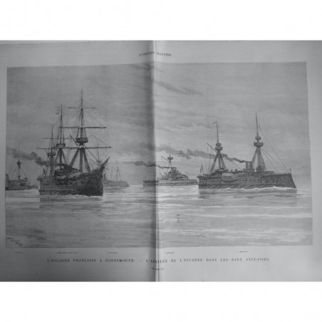 1891 UI ESCADRE FRANCAISE PORTSMOUTH ARRIVEE EAUX ANGLAISES