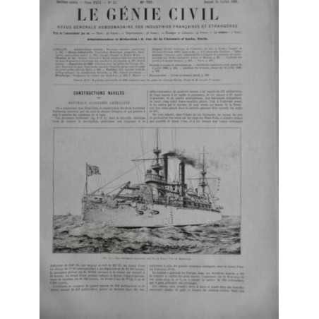 1896 GENIE CIVIL CONSTRUCTION NAVALE CUIRASSÉ AMERICAIN KEARSARGE