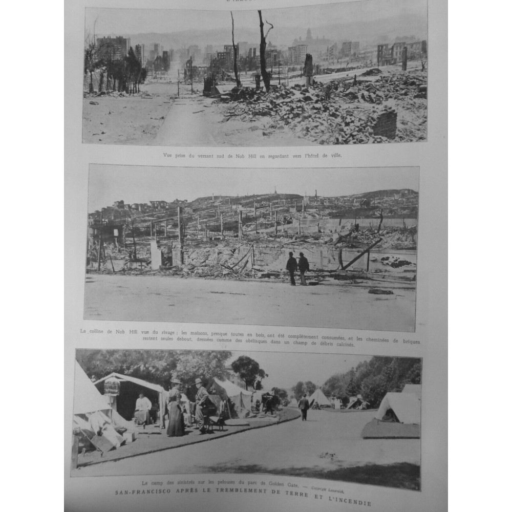 1906 SAN FRANCISCO TREMBLEMENT TERRE INCENDIE CAMP GOLDEN GATE