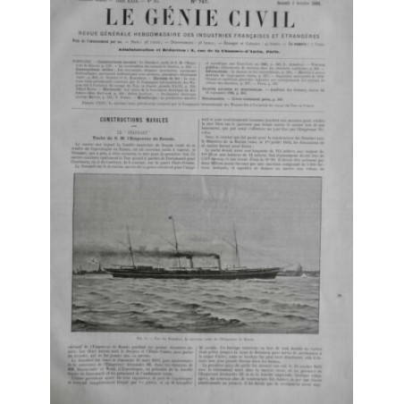 1896 GENIE CIVIL CONSTRUCTION NAVALE STANDART YACHT EMPEREUR RUSSIE