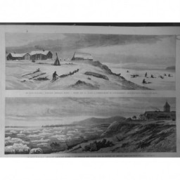 1869 USA APERIQUE RUSSE ALASKA PÊCHE GLACE RIVIERE YOUKON DESSIN WHYMPER