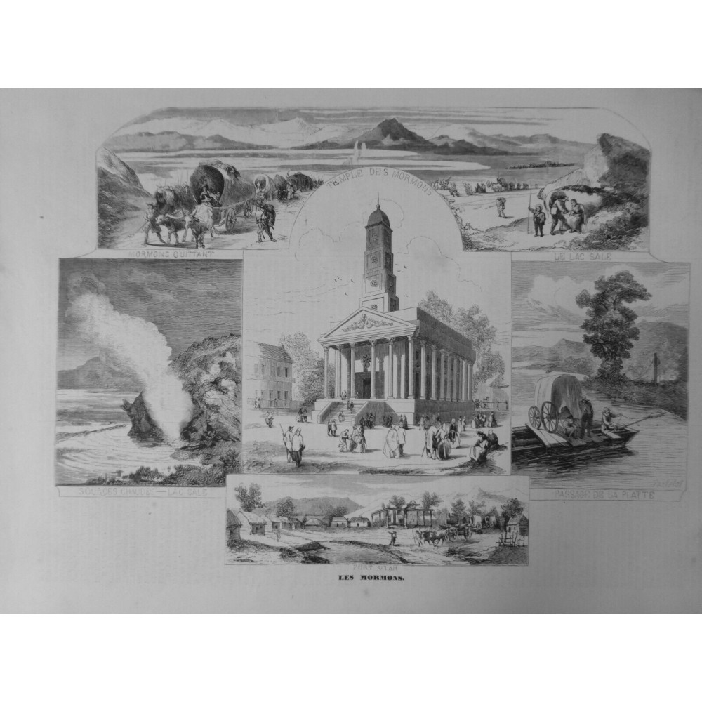 1858 USA MORMOND TEMPLE LAC SALE SOURCE CHAUDE PORT UTAH