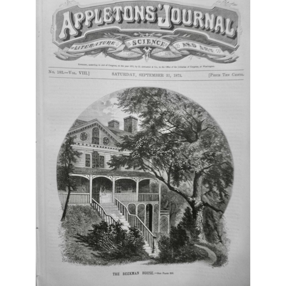 1872 AJ NEW YORK BEEKMAN HABITATION FERME OCCUPATION ANGLAISE