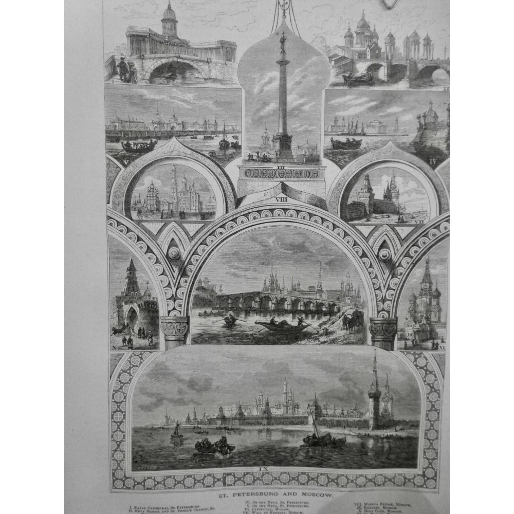 1873 AJ MOSCOU ST PETERSBOURG KREMLIN NEVA CATHEDRALE