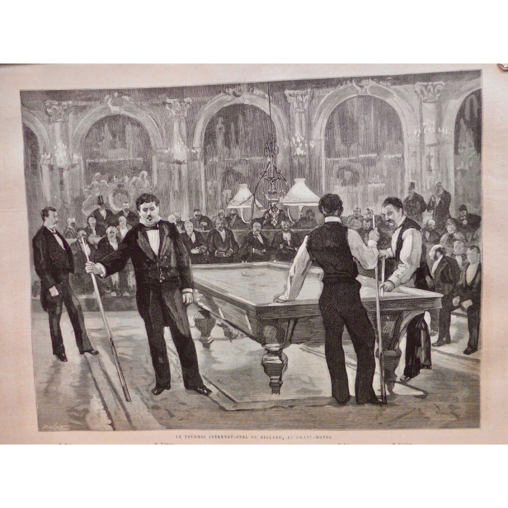 1879 I BILLARD TOURNOI INTERNATIONAL PARIS VIGNAUX VICTOIRE DALY PIO QUEUE BOULE