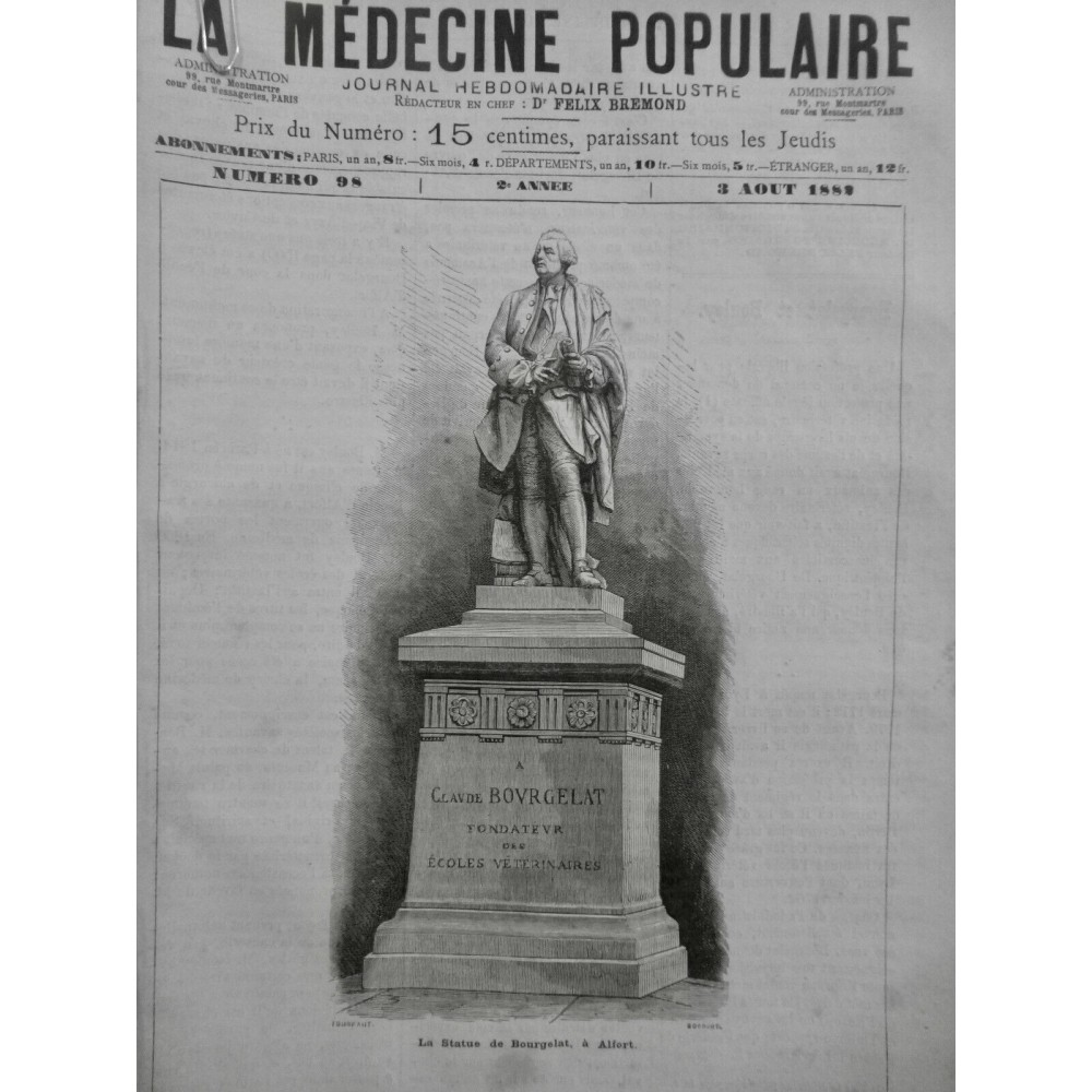 1882 MP STATUE BOURGELAT ALFORT ECOLE VETERINAIRE