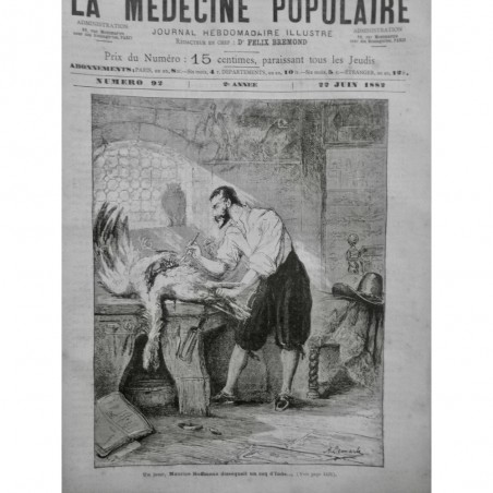 1882 MEDECINE MAURICE HOFFMANN DISSECTION COQ INDE SCAPEL