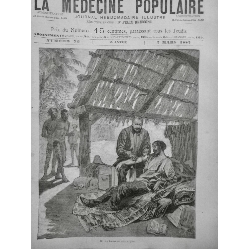 1882 MEDECINE LESSEPS CHIRURGIE SAIGNEE