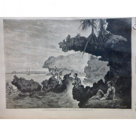 1878 I NOUVELLE CALEDONIE BANC CORAIL YATÉ MER ILE ROCHER INDIGENE