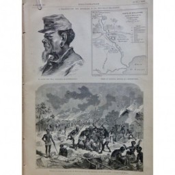 1878 I BOULOUPARI PILLAGE VOL INCENDIE INSURGES INDIGENE LANCE CROQUIS HOUET