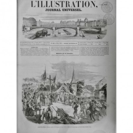 1852 I POSIEUX FRIBOURG ASSEMBLEE POLITIQUE CROIX BOIS ETENDARD TAMBOUR TROMPETT