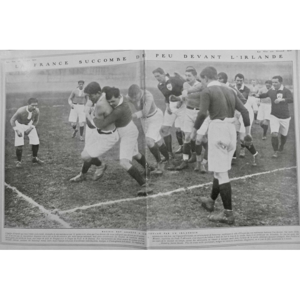 1912 VAGA RUGBY FRANCE IRLANDE MOUNIC TOUCHE BALLON