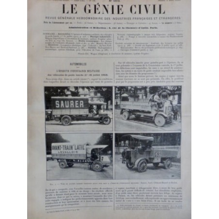 1912 GENIE CIVIL AUTOMOBILE POIDS LOURD EPREUVE ENDURANCE MILITAIRE