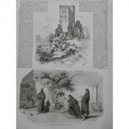 1850 J MOINE ROME MONASTERE PARTIE BOULES JOUEUR SOUTANE