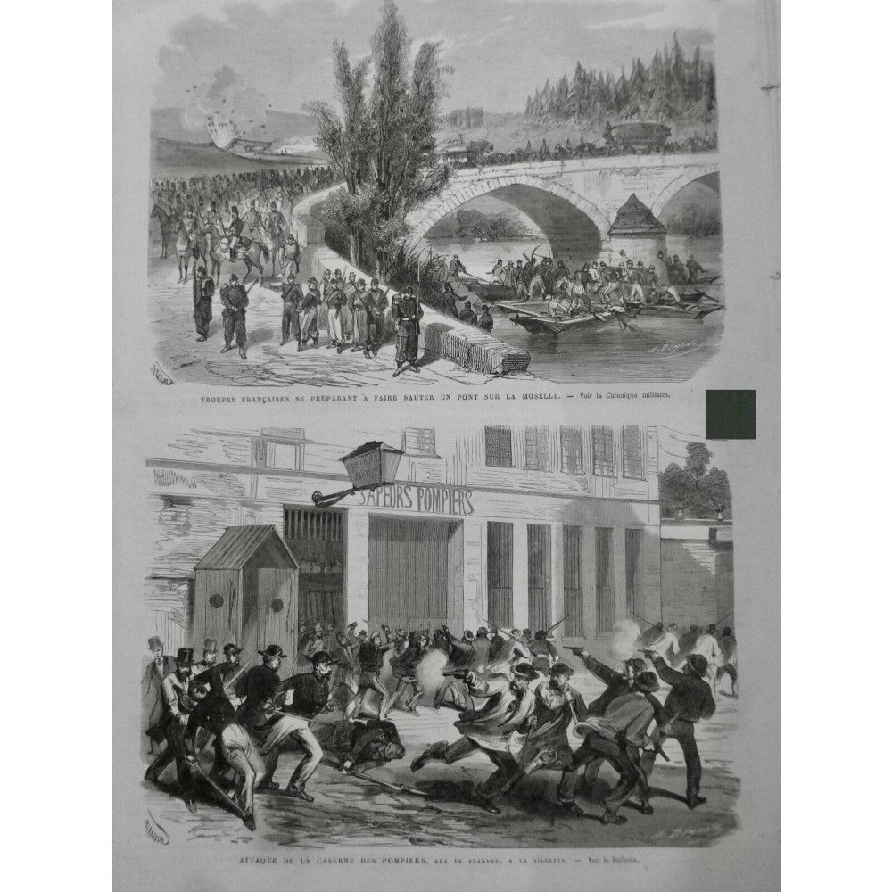 1870 UI METZ TROUPE FRANCAISE EXPLOSION PONT MOSELLE