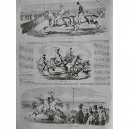 1852 I COURSE EQUESTRE TROUVILLE SAUT HAYE CAVALIER COURSE D ANES CRAVACHE