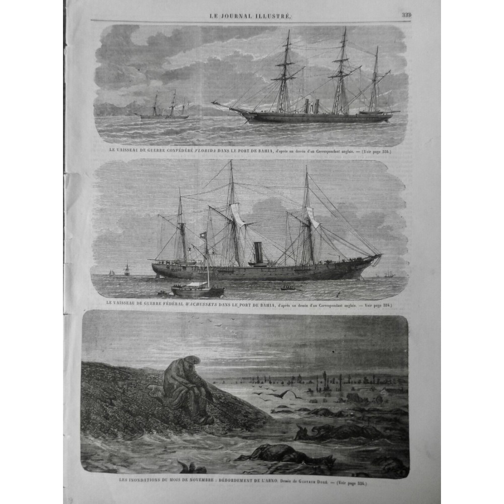 1864 USA GUERRE CIVILE VAISSEAU GUERRE CONFEDERE FEDERAL PORT BAHIA