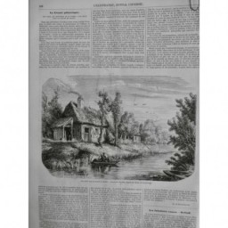 1852 I VENDEE MARAIS MAILLÉ VEGETATION EAU BARQUE HUTTE CHEMINEE FUMEE