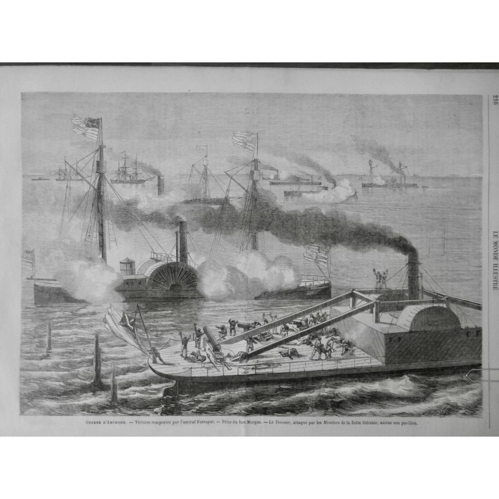 1864 USA GUERRE CIVILE FERRAGUT AMIRAL VICTOIRE FORT MORGAN TENESSE MONITOR