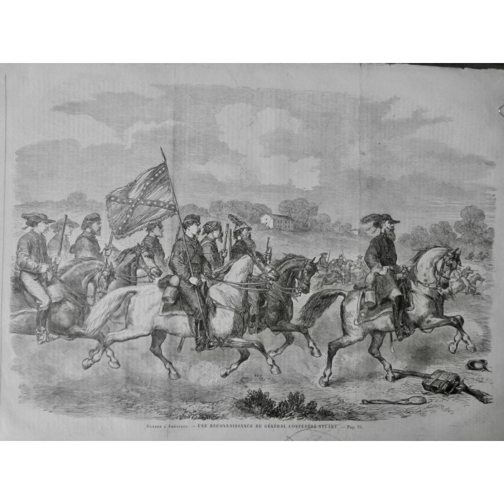 1864 USA GUERRE CIVILE CONFEDERE GL STUART RECONNAISSANCE CHEVAUX