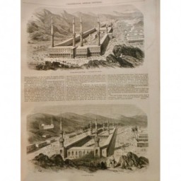 1854 I MEDINE TEMPLE BATIMENT COUPOLE SOURCE AGAR MURAILLE MEKKE MER ROUGE