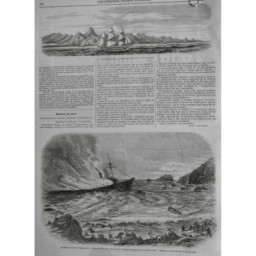 1853 I AMERIQUE CATASTROPHE MER INCENDIE PERTE STEAMER L INDEPENDANCE ILE RECIF