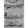 1854 I ESCADRE FALTIQUE KIEL PORT ESCADRE FRANCAISE MOUILLEE GRAND BELT LOUVEL