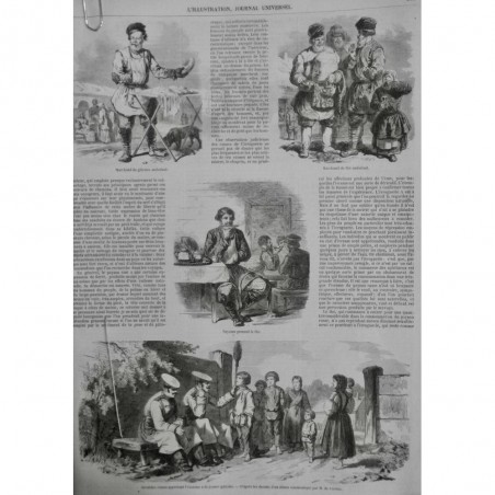 1854 I RUSSIE PAYSAN INVALIDE APPRENTISSAGE JEUNE GARCON MARCHANT THE GATEAU