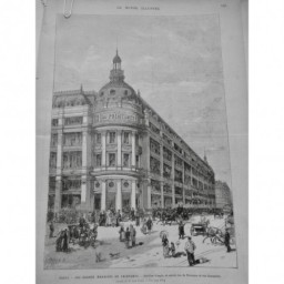 1883 GRAND MAGASIN PRINTEMPS PARIS BATIMENT ETAGE ASCENSEUR CONFECTION 3JOURNAUX