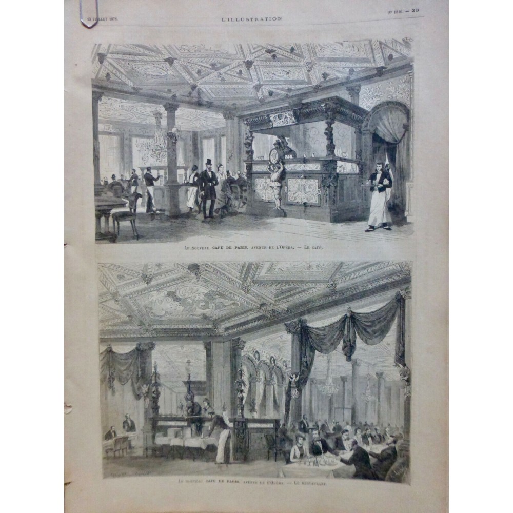 1878 I CAFÉ PARIS SALLE MANGER REPAS BAR SERVEUR PLATEAU RESTAURANT CUISINE