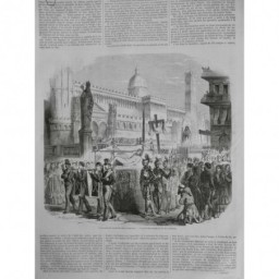 1853 I ITALIE PALERME PROCESSION VENDREDI SAINT RAMEAU CROIX CHRIST LINCEUL