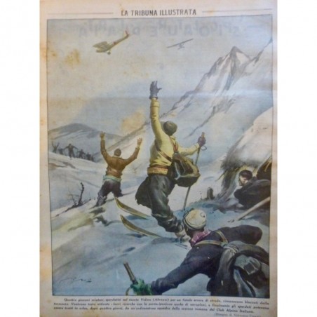 1932 TI CLUB ALPIN ITALIEN MONTAGNE SKI NEIGE ABRUZZES VELINO SAUVETAGE